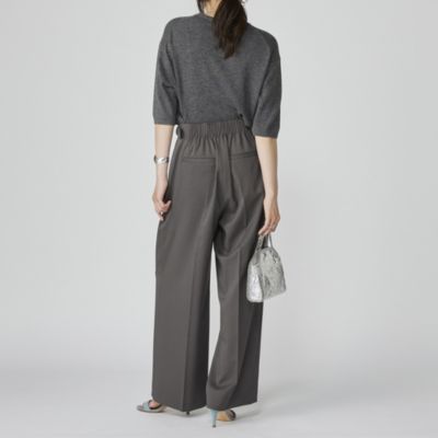 E by eclat(イーバイエクラ)のサイドベルトつきタックワイドパンツ通販