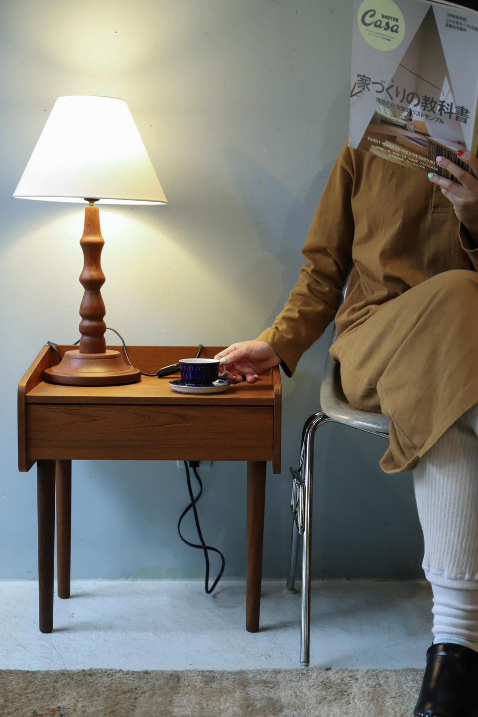 デンマークヴィンテージ ナイトテーブル サイドテーブル チーク材 北欧