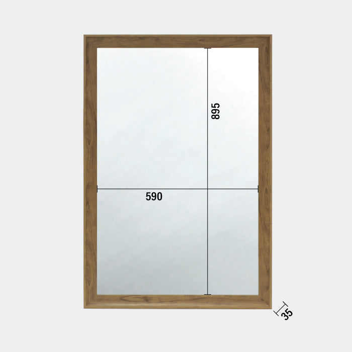 壁掛け鏡】ウッド調 壁面ミラー（ナチュラルウッド）｜セット面に