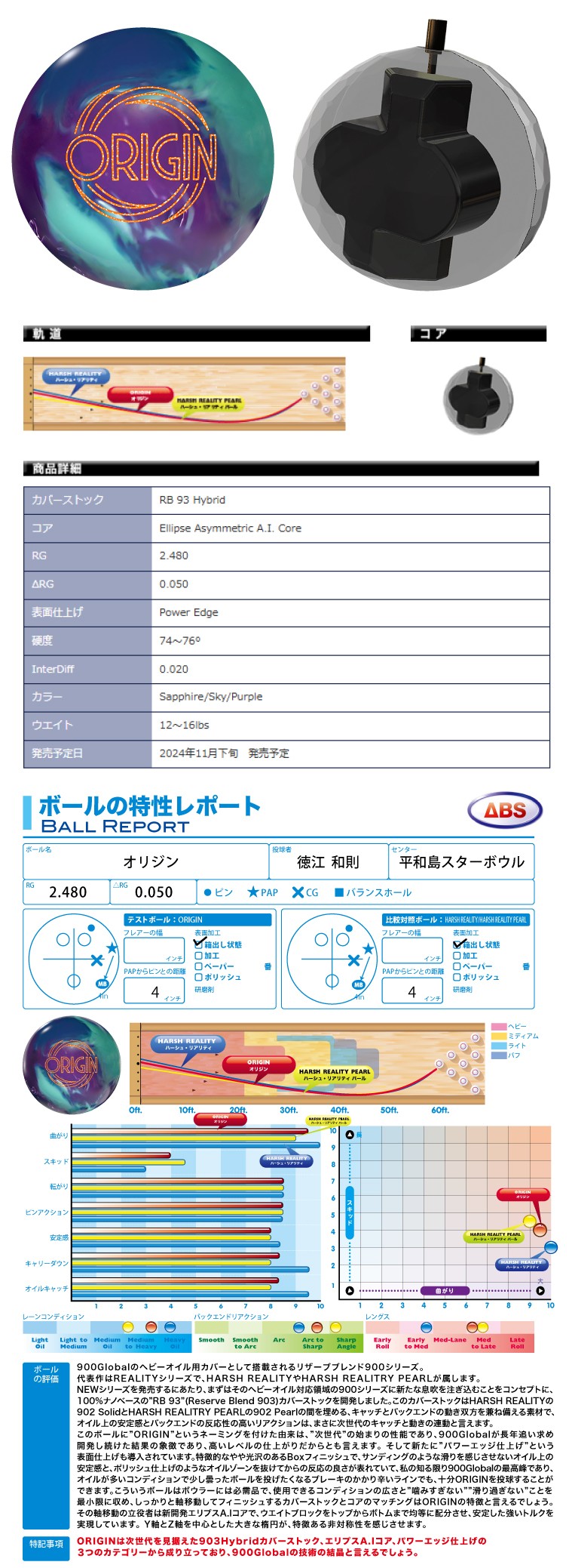 ボウリングボール ABS 900グローバル 900GLOBAL】オリジン ORIGIN