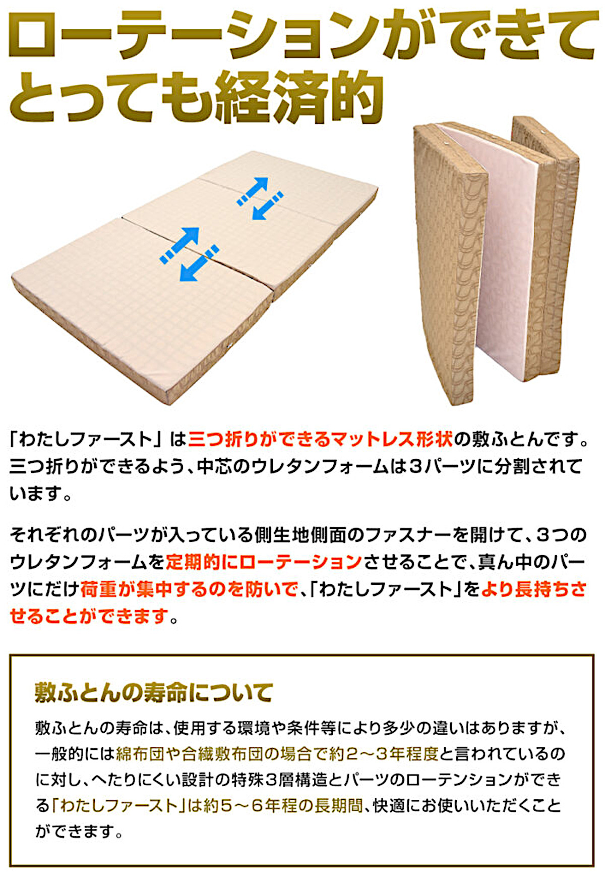 ふとんのつゆきオリジナル 快圧敷ふとん 「わたしファースト」 ふとん